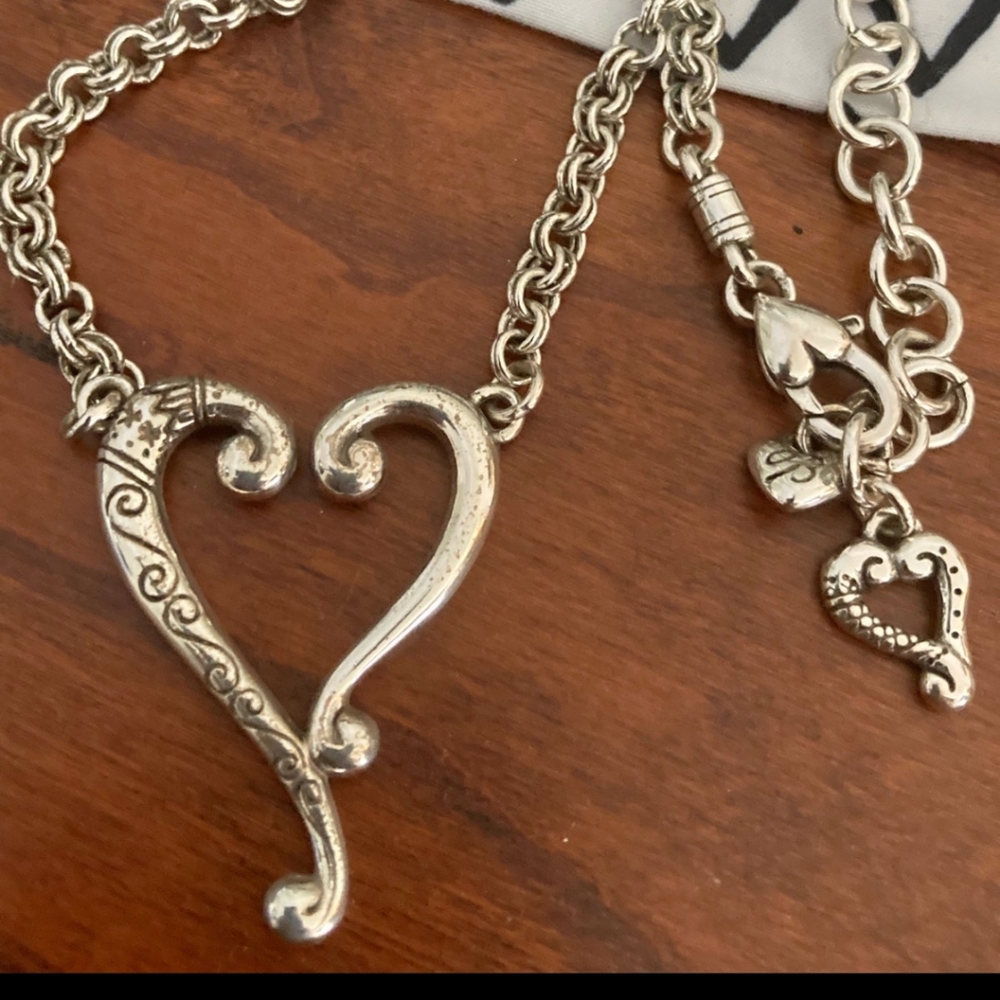 Brighton silver tone open heart necklace retired